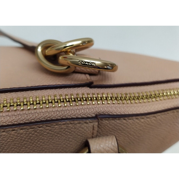 Coach Ava Pink Crossgrain Leather Double Handles Zipper Closure Tote Bag - Picture 15 of 16